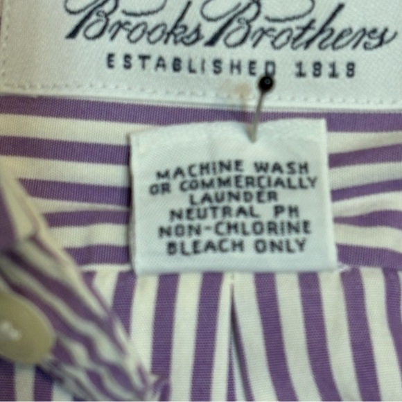 Brooks Brothers Eggplant and White Striped Dress Shirt Size 16 1/2 35 - Picture 7 of 9